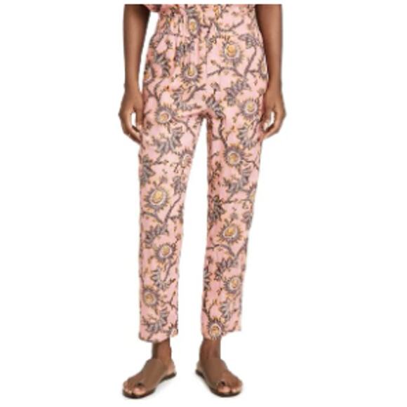 A.L.C. Henry Pants Pink Yellow Floral Print Linen ~ Sz 8 ~ Wardrobe Workhorse - Picture 1 of 7